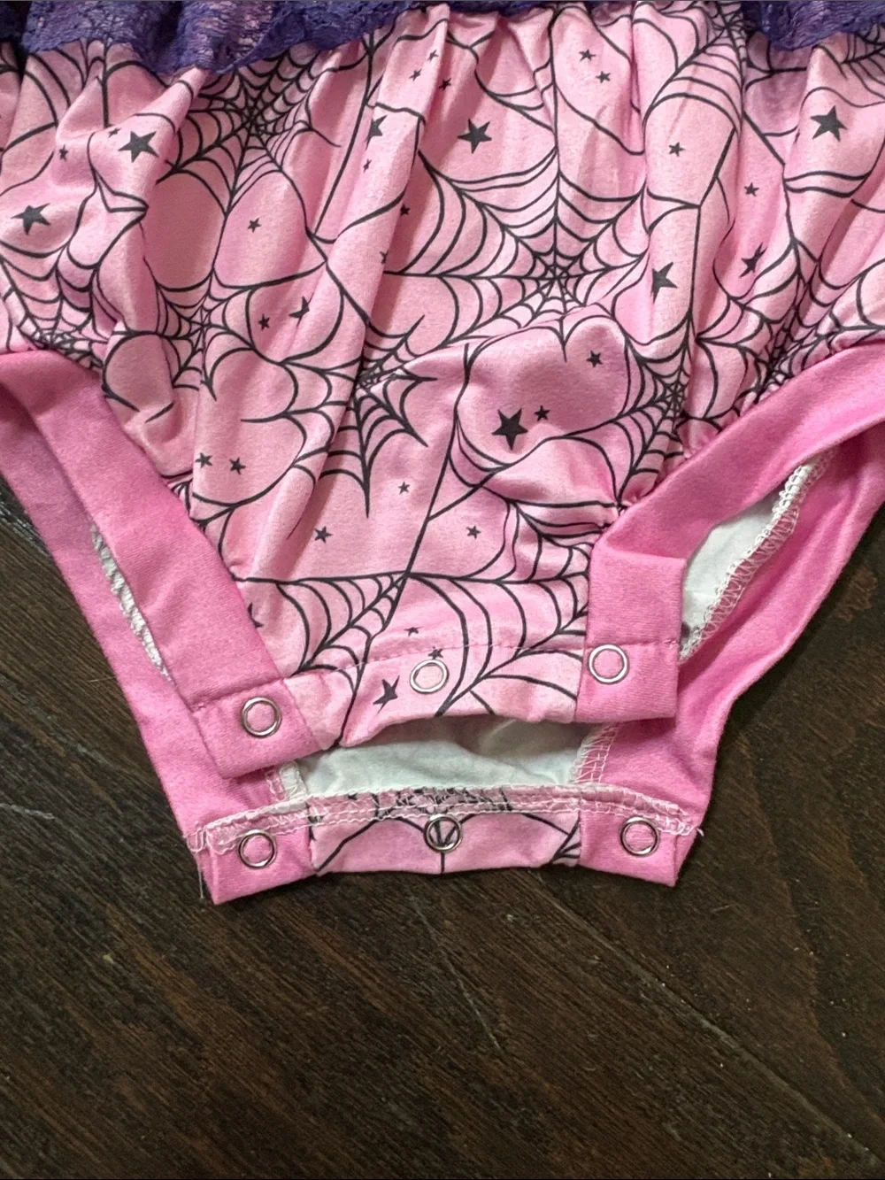 Pink Spiderweb Lace Trim Baby Costume Bodysuit size 3-6 months